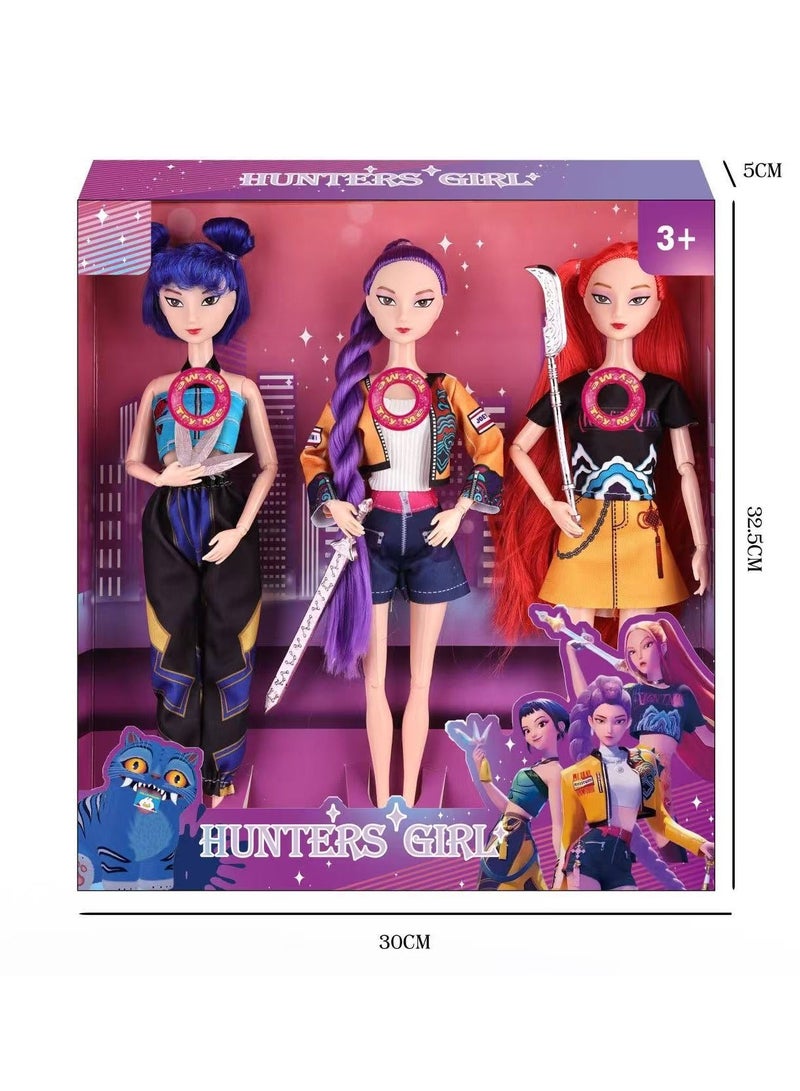 K-POP: Hunter Girl Group Action Doll - 11.5-inch doll toy with lights and theme song music, comes with decorative toy accessories, perfect gift for friends and fans - Image 2